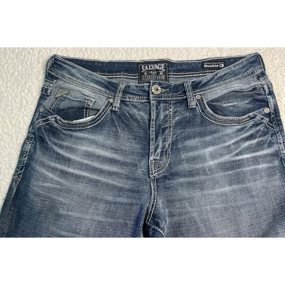 Buckle Salvage Anarchy Straight 33L X 33 Regular Fit Denim Jeans Mens  Moto